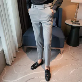 Men's Formal Business Casual British Style High Waist Slim Fit Pants