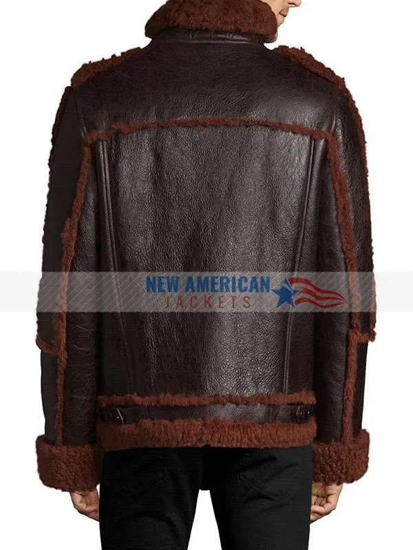 Mens Winter Brown Shearling Leather Jacket | New American Jackets