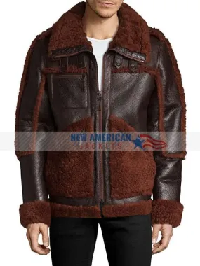 Mens Winter Brown Shearling Leather Jacket | New American Jackets