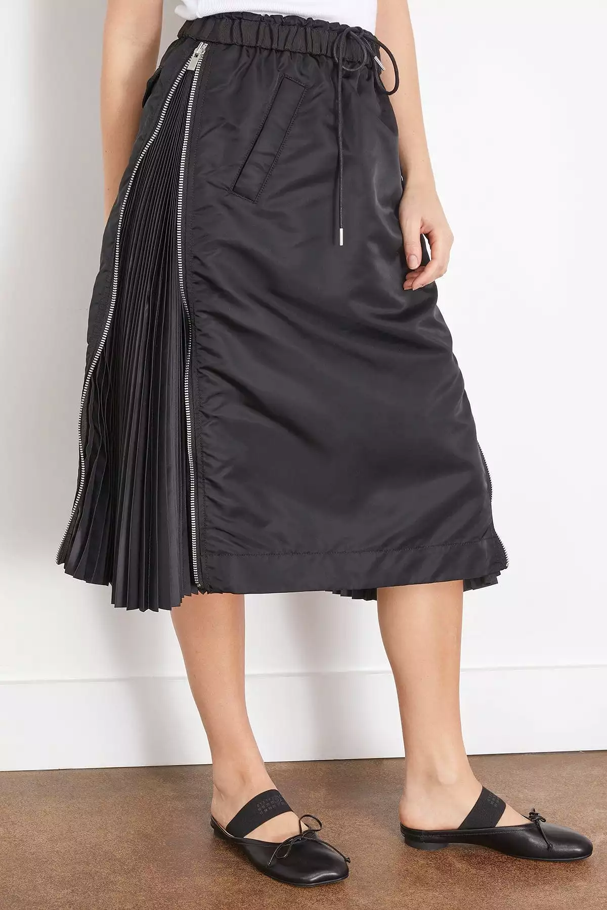 Nylon Twill Skirt in Black