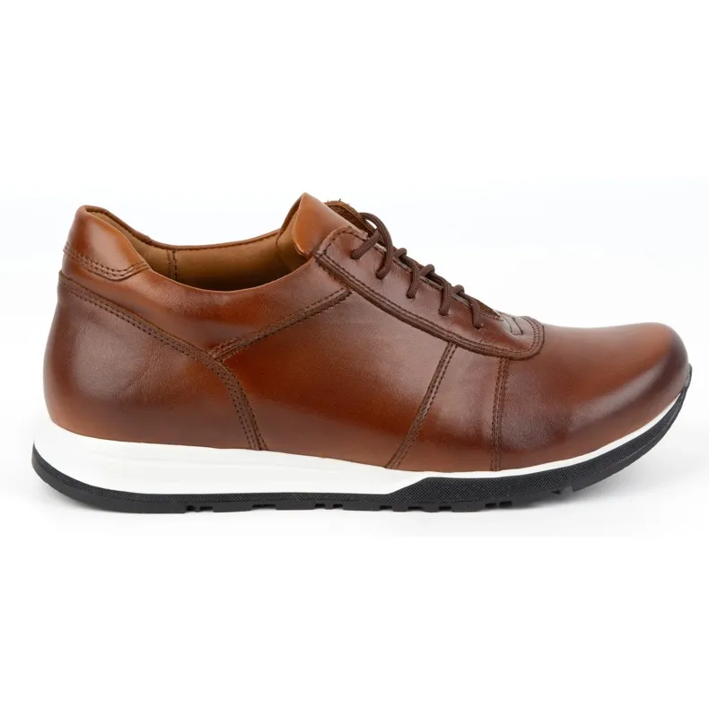 Olivier Men's Elevator Shoes Lace-Up Leather Sport Style 408KZ + 3 cm Brown