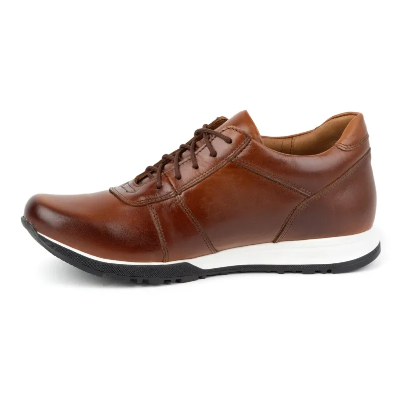 Olivier Men's Elevator Shoes Lace-Up Leather Sport Style 408KZ + 3 cm Brown