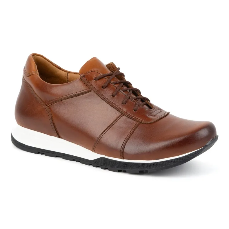 Olivier Men's Elevator Shoes Lace-Up Leather Sport Style 408KZ + 3 cm Brown