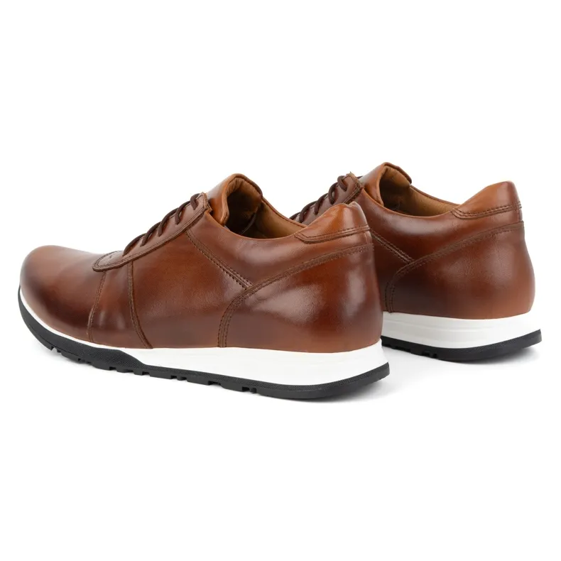 Olivier Men's Elevator Shoes Lace-Up Leather Sport Style 408KZ + 3 cm Brown