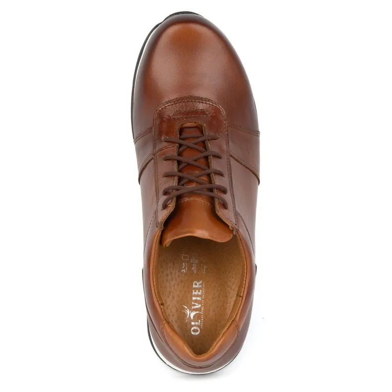 Olivier Men's Elevator Shoes Lace-Up Leather Sport Style 408KZ + 3 cm Brown