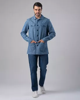 OVERSHIRT WITH POCKETS  - BLUE