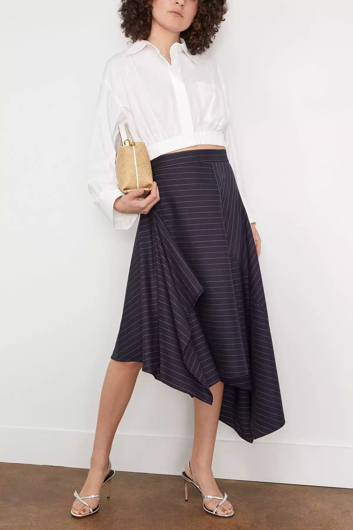 Panelled Square Hem Skirt in Navy