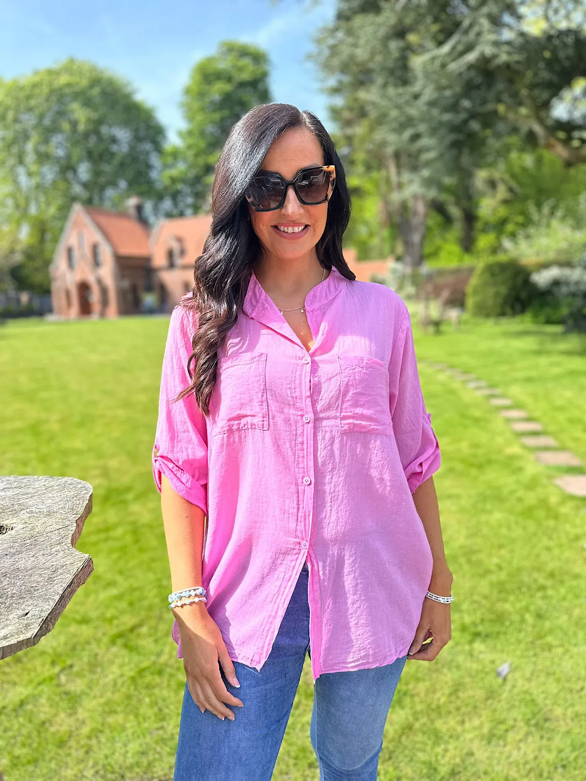 Pink Lightweight Top Pocket Shirt Hannah