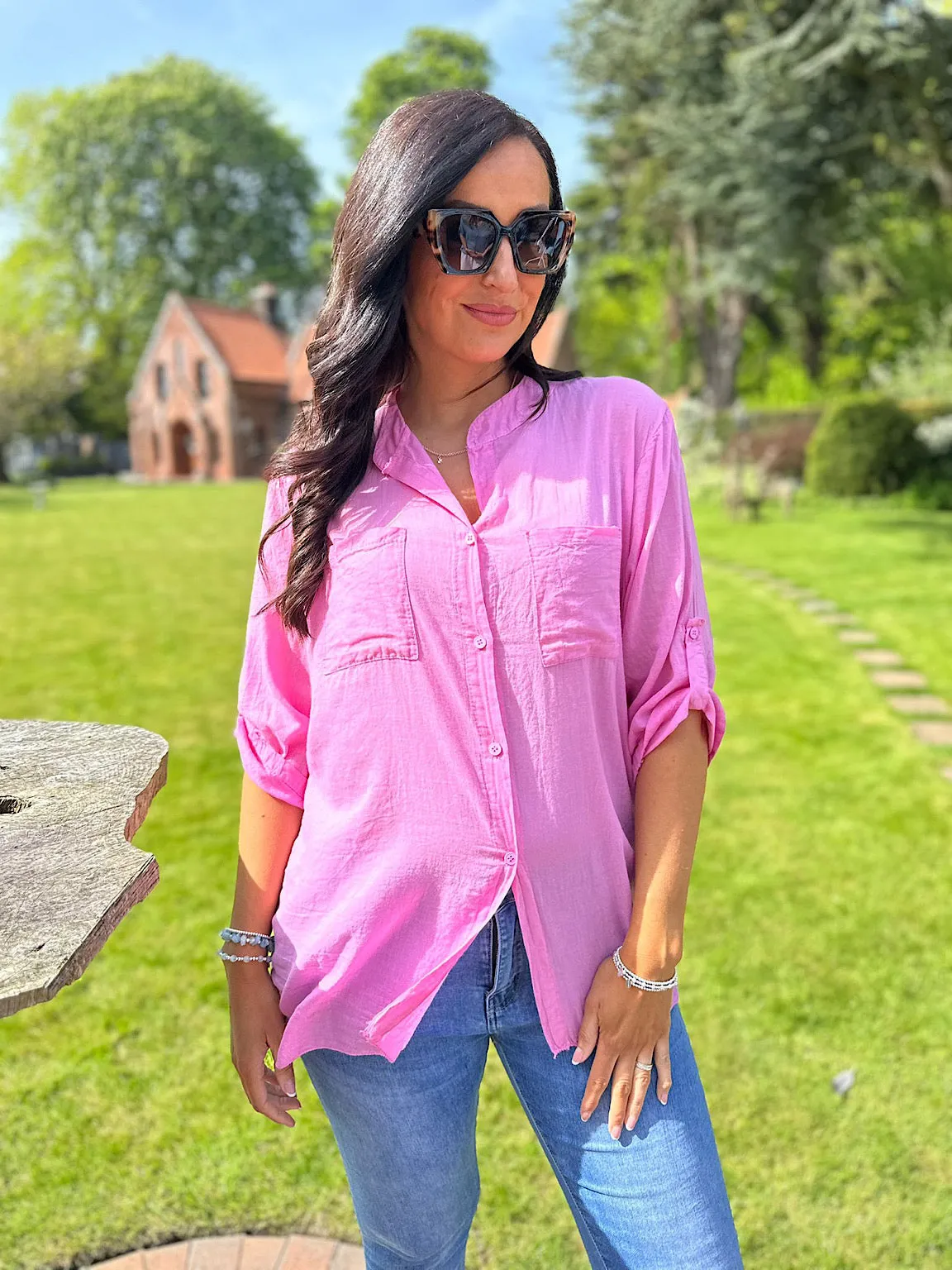 Pink Lightweight Top Pocket Shirt Hannah