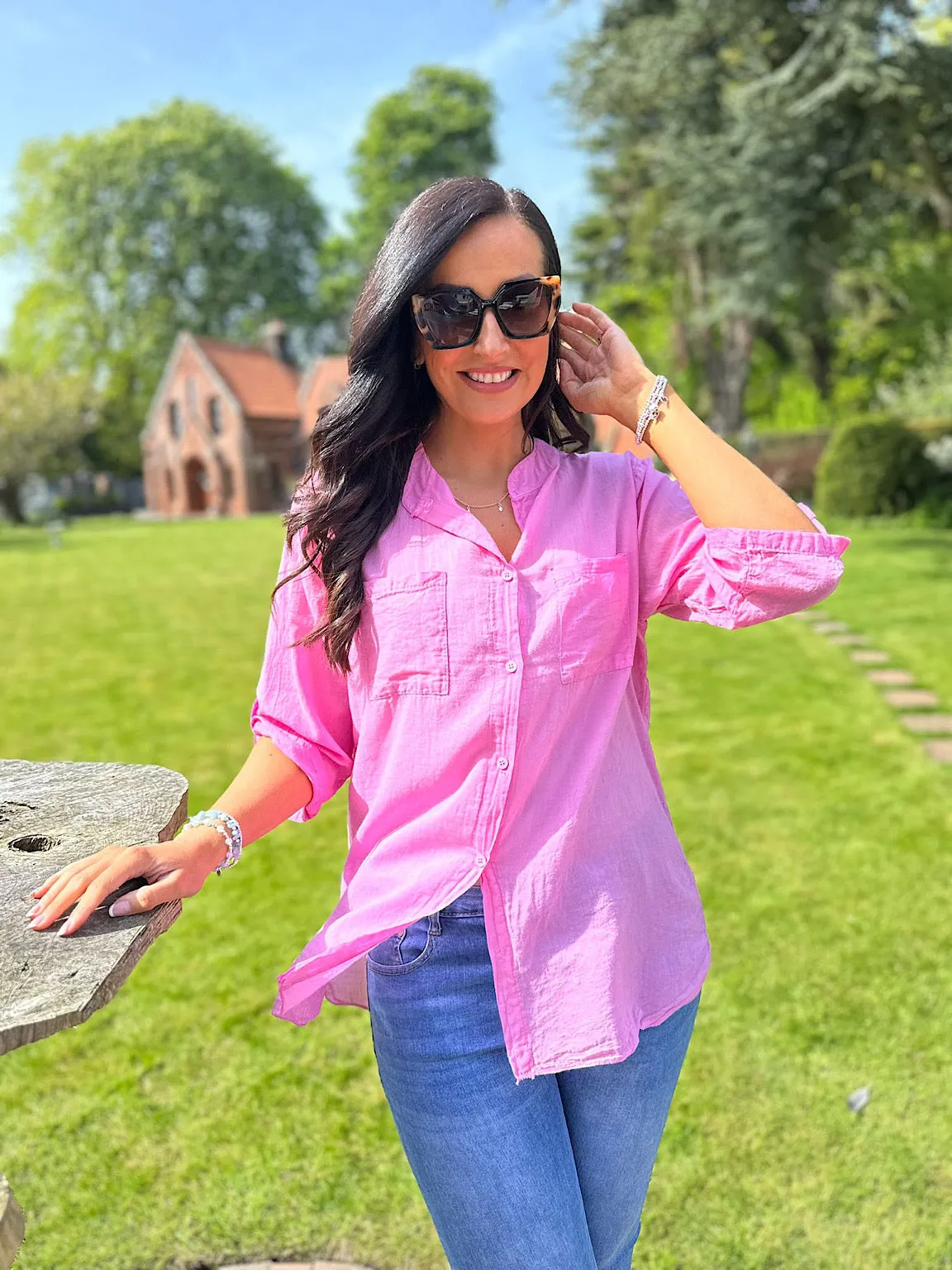 Pink Lightweight Top Pocket Shirt Hannah