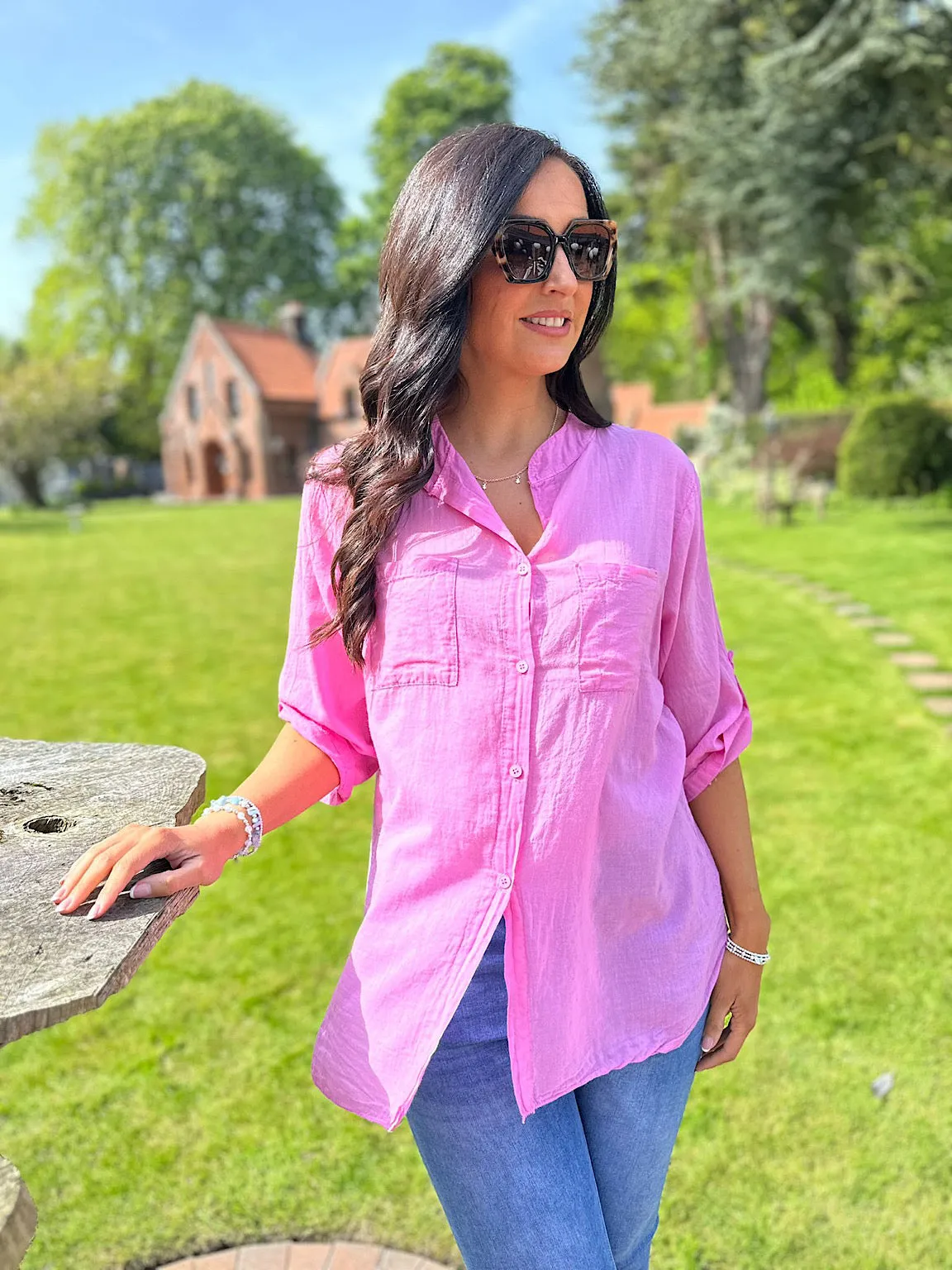 Pink Lightweight Top Pocket Shirt Hannah