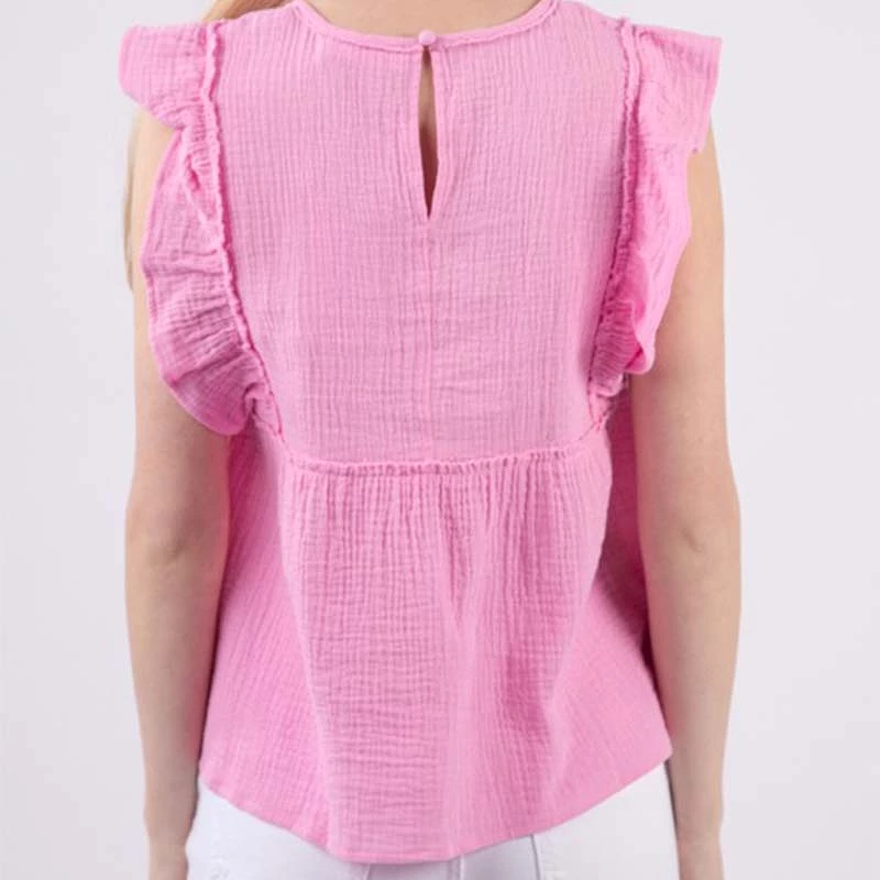 Ruffle Sleeve Babydoll Woven Shirt