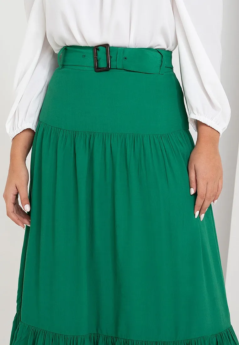 SAVINA DROP WAIST BELTED SKIRT