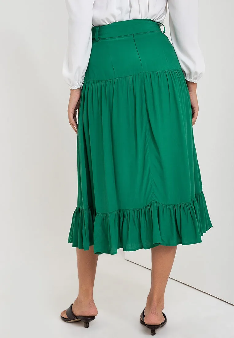 SAVINA DROP WAIST BELTED SKIRT