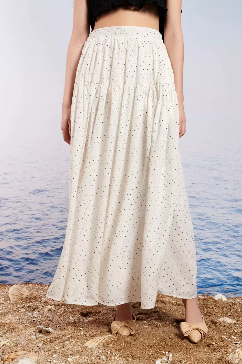 SEASHELLS MIDI SKIRT BLANC DE BLANC