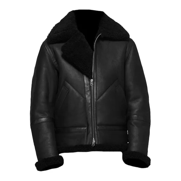 Shearling Black Leather Jacket | Mens Shearling Leather Jacket