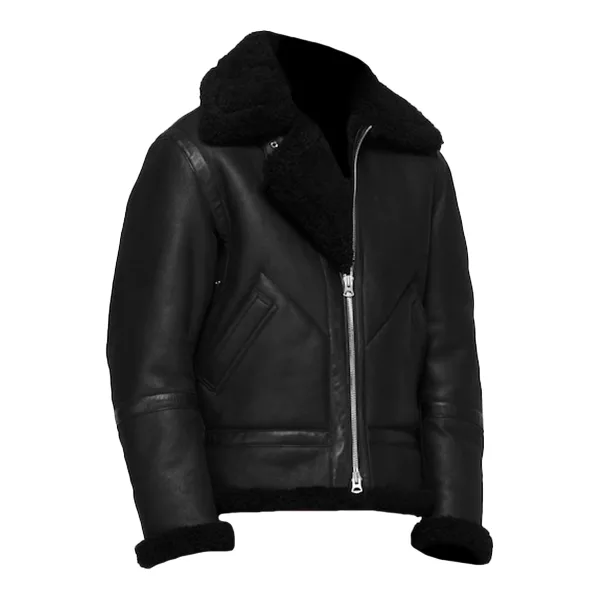 Shearling Black Leather Jacket | Mens Shearling Leather Jacket