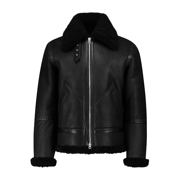 Shearling Black Leather Jacket | Mens Shearling Leather Jacket