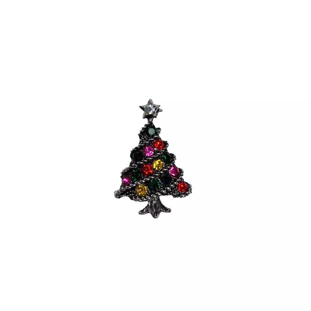 Silver Christmas Tree Brooch Blazer Shirt Pin