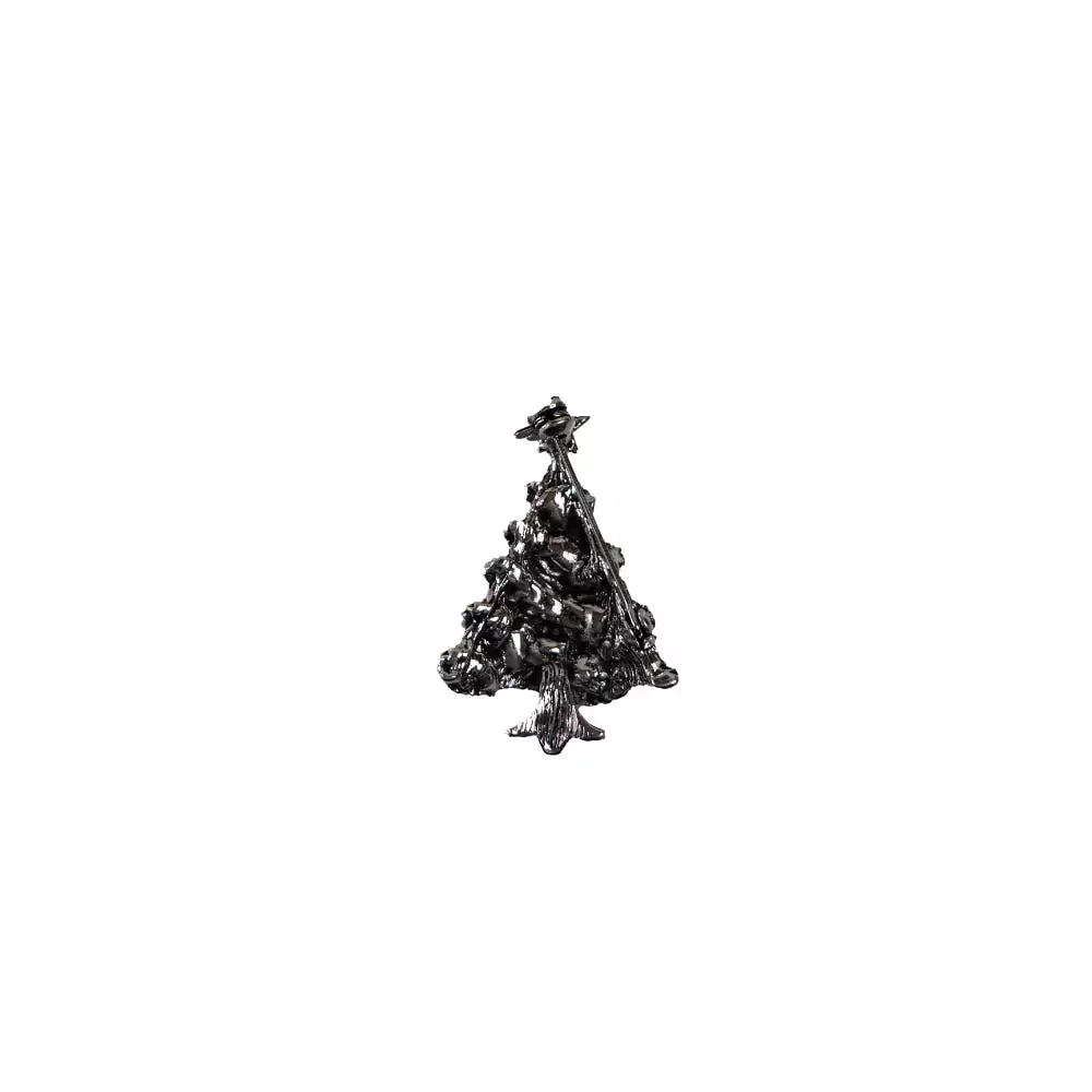 Silver Christmas Tree Brooch Blazer Shirt Pin