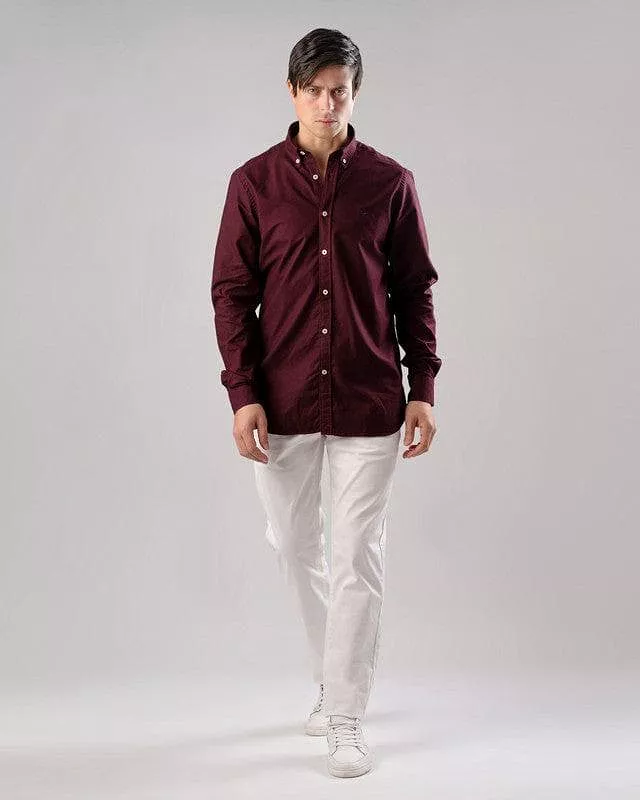 SLIM-FIT OXFORD SHIRT  - WINE