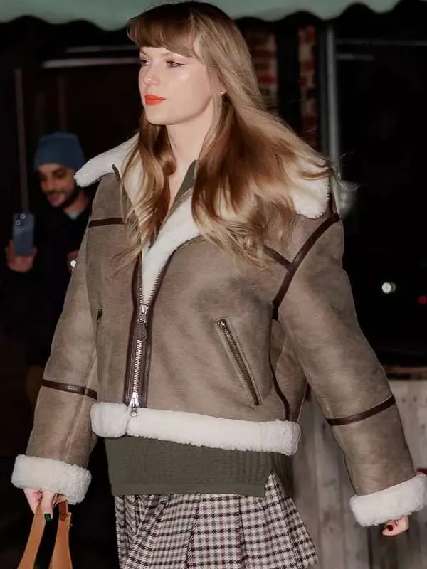 Taylor Swift NYC Shearling Leather Jacket - New American Jackets