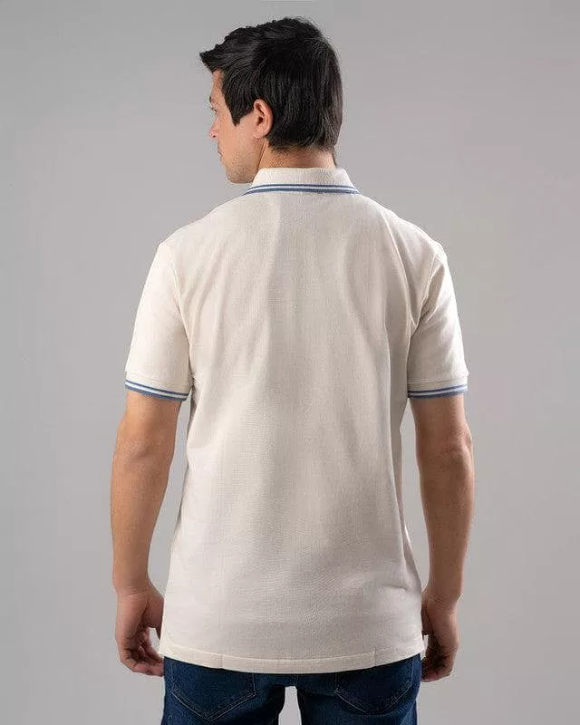 Tipped Collar Polo Shirt - OFF WHITE