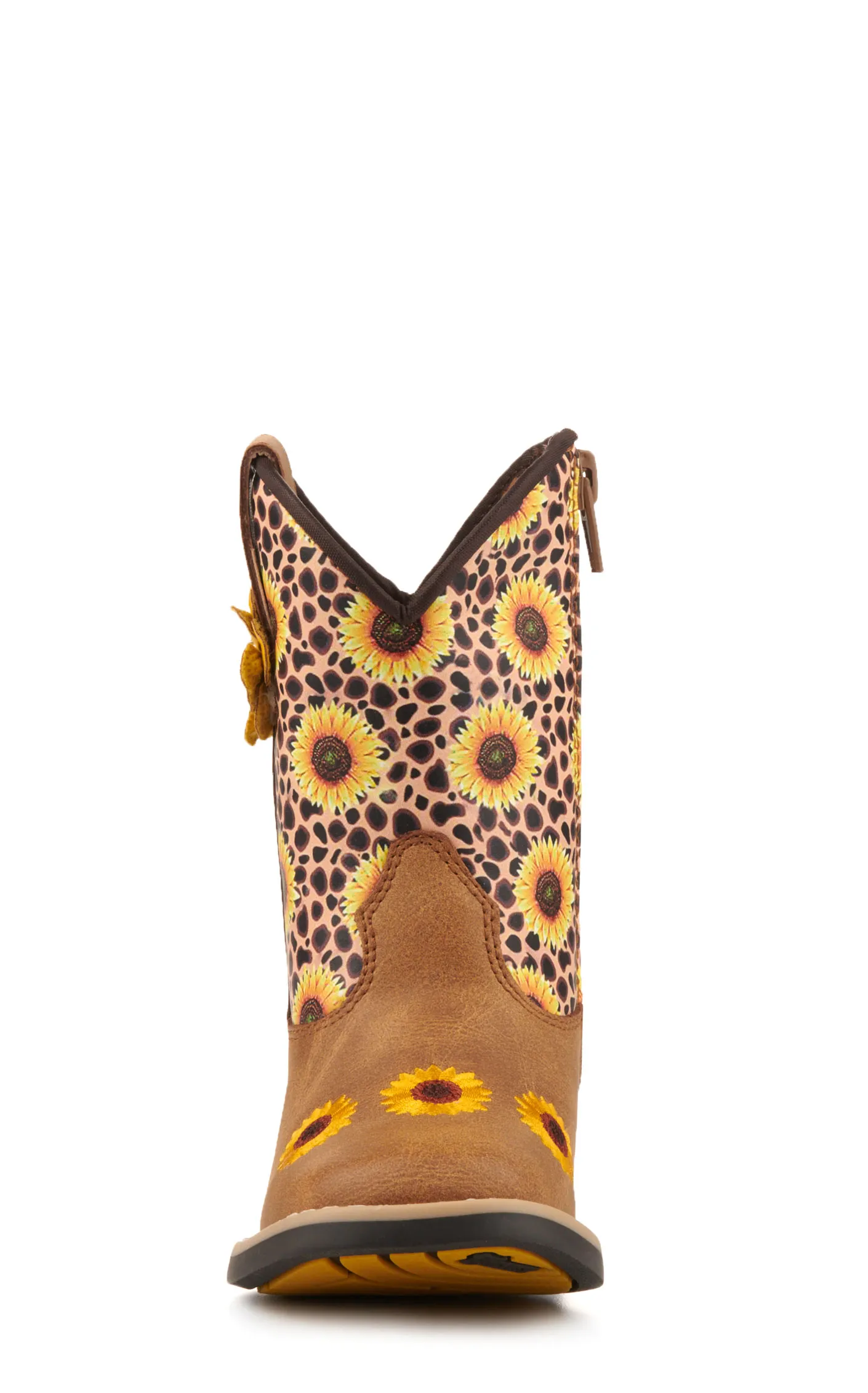 Twister Toddler Sunnie Tan and Cheetah Sunflowers Square Toe Cowboy Boots