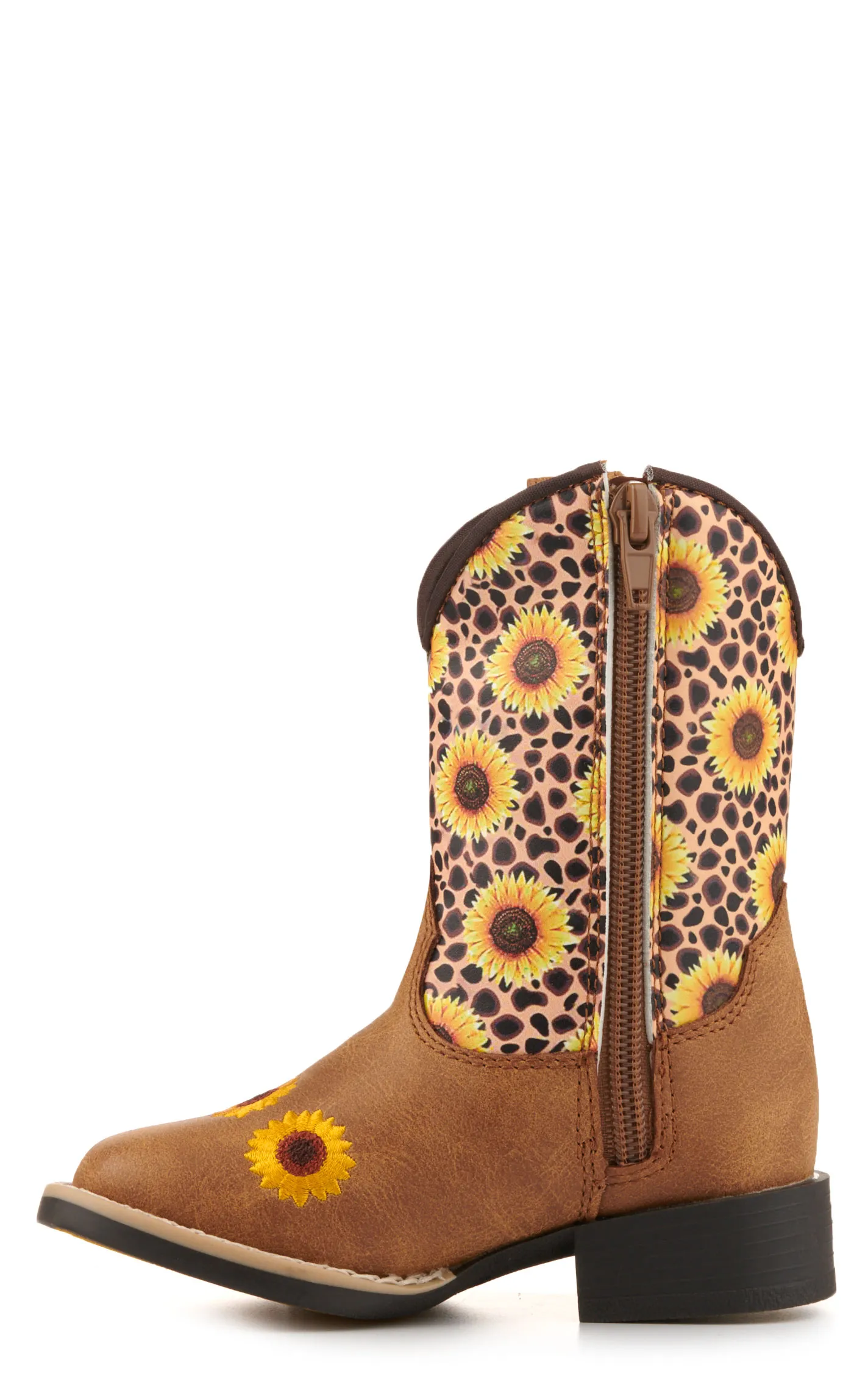 Twister Toddler Sunnie Tan and Cheetah Sunflowers Square Toe Cowboy Boots