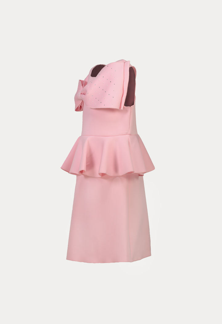 Uneven Bow Sleeveless Dress