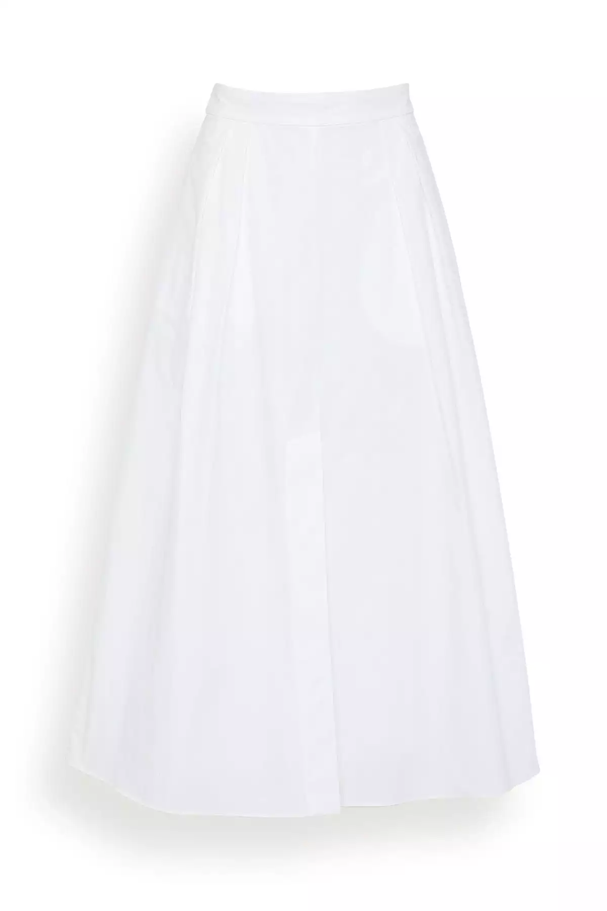 Wide Poplin Skirt in White