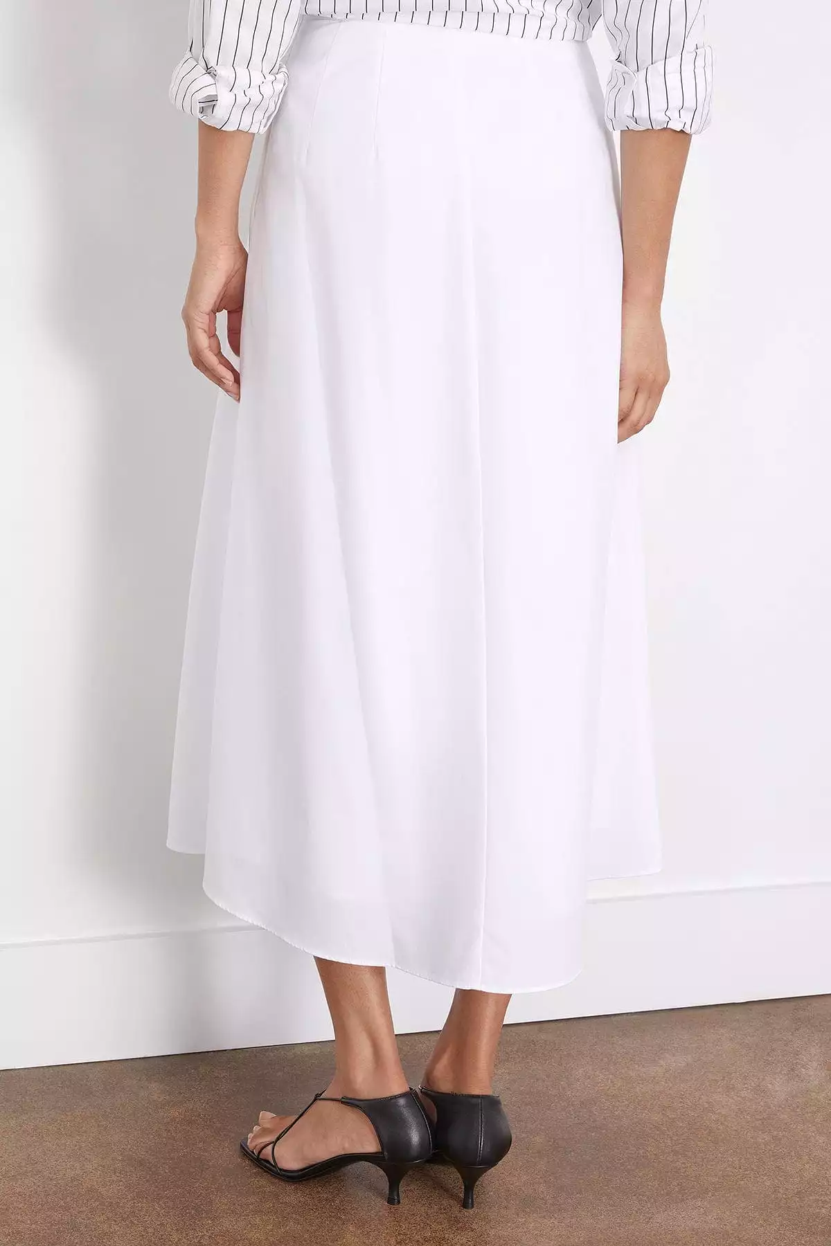 Wide Poplin Skirt in White