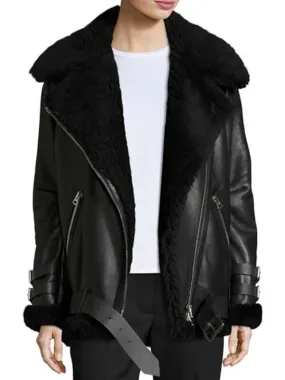 Women Shearling Leather Jacket - New American Jackets