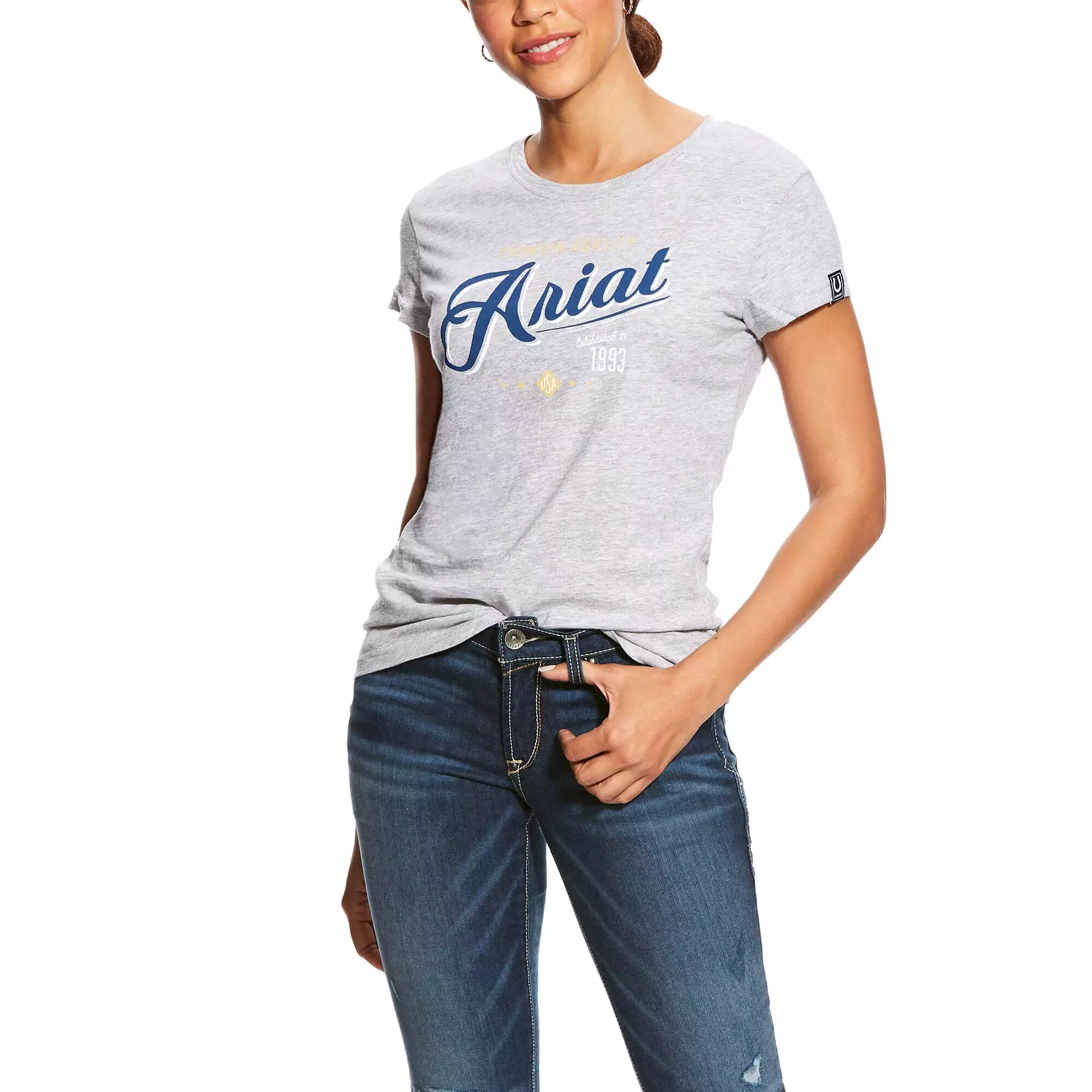 Women's Ariat Logo Tee - Heather Grey