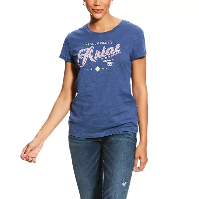 Women's Ariat Logo Tee - Indigo Fade